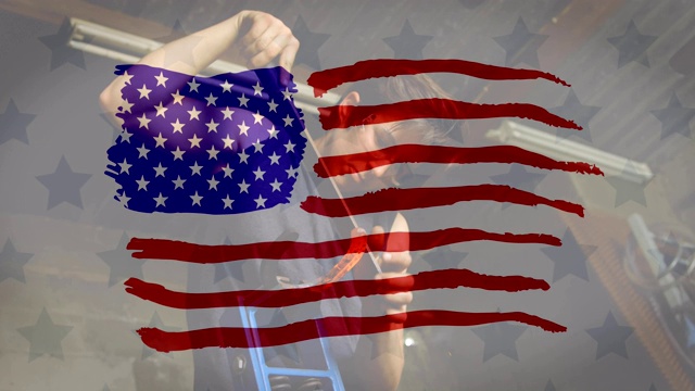 背景中美国国旗飘扬的动画视频素材