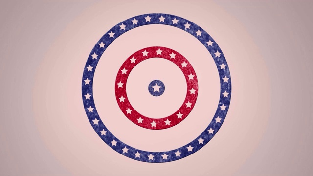 动画的圆形旋转与美国国旗星星和条纹在白色的背景视频素材