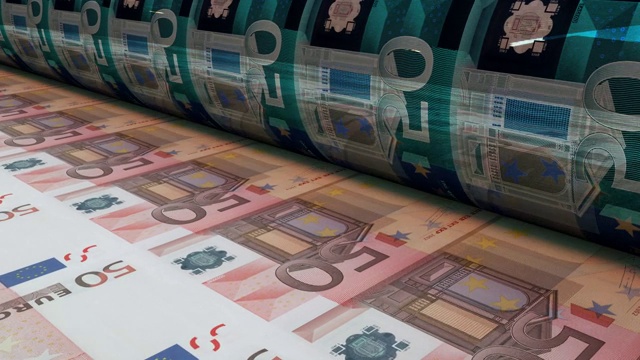 印刷50欧元纸币，可循环视频下载