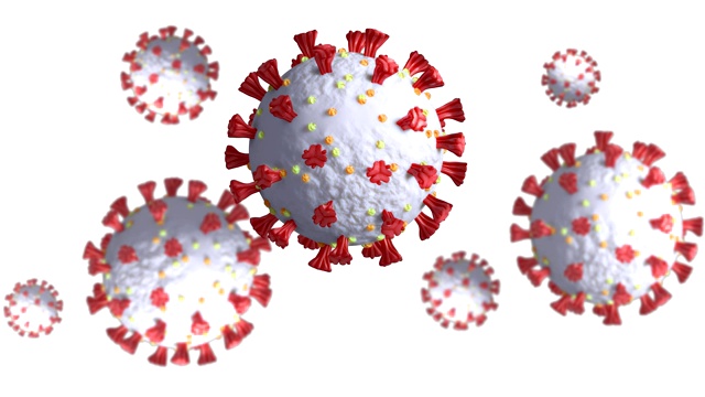 冠状病毒细胞在白色背景上旋转的动画视频素材