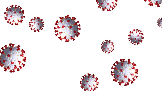 冠状病毒细胞在白色背景上旋转的动画视频素材