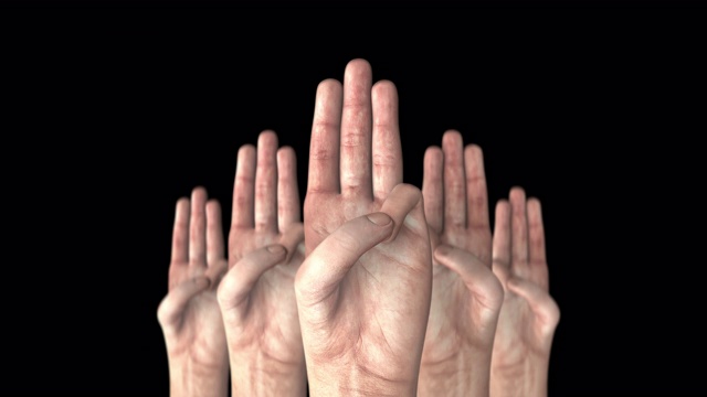 3D动画三指手势人类重叠动画包括alpha通道。视频下载