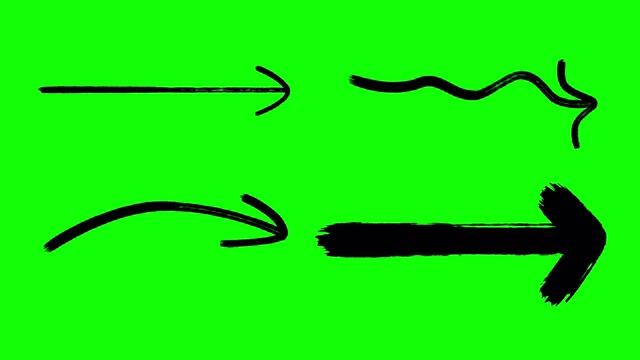 标记箭头，手绘箭头绿屏幕黑颜色视频素材