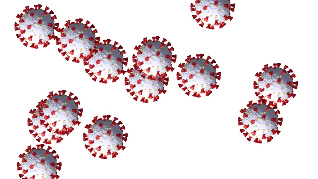 冠状病毒多细胞在白色背景下的动画视频素材