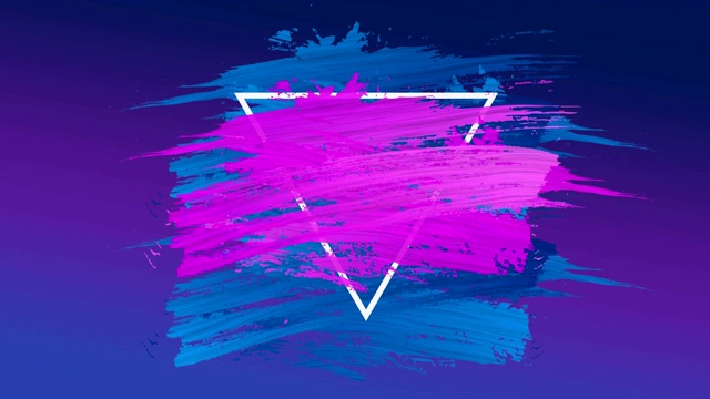 动画的笔触粉红和蓝色油漆与白色三角形轮廓出现视频下载