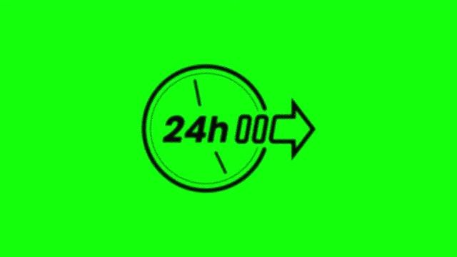 透明黑色24小时时钟打开24小时图标平绿色屏幕10动画色度键视频下载