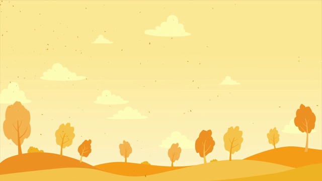 抽象的背景为秋天的概念，动画干燥的田野与飘落的干叶视频下载