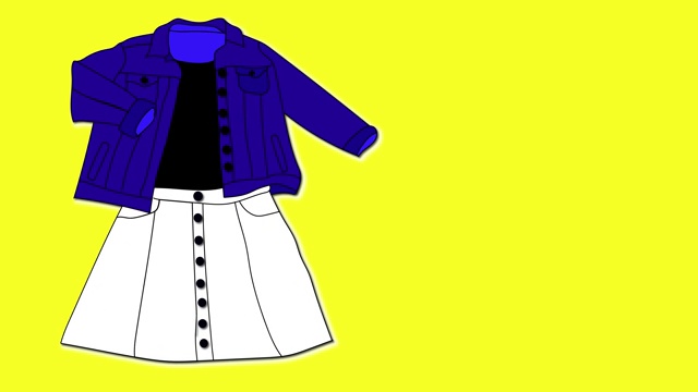为服装商店做广告的动画，牛仔夹克和裙子视频下载