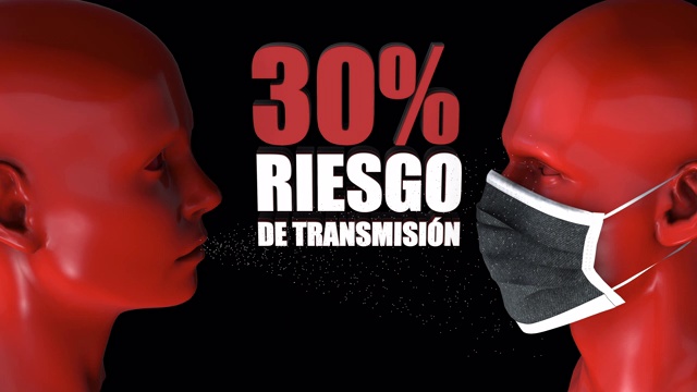 医用口罩- 30%风险-缩小-西班牙语视频素材