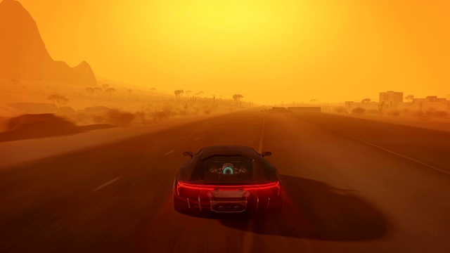 3D假视频游戏。在沙尘暴中开车穿越沙漠视频素材
