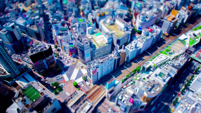 一个位于东京高角度的延时微型涉谷十字视频下载