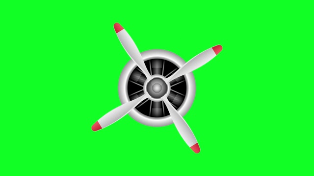 飞机螺旋桨旋转隔离在绿色背景视频素材