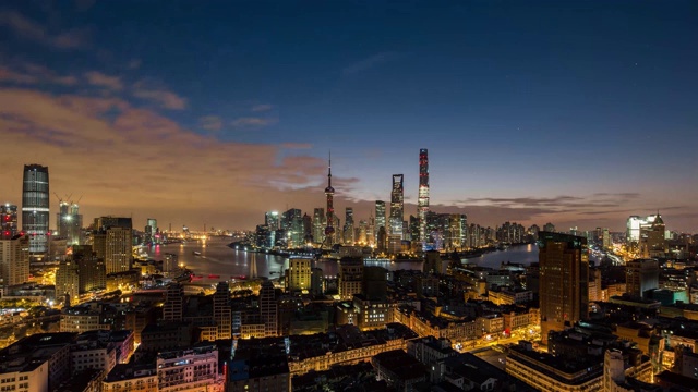 上海城市天际线的延时摄影视频下载