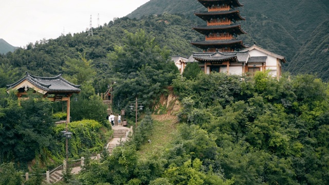 中国古代建筑鸟瞰图，河南，陕西，中国。视频素材