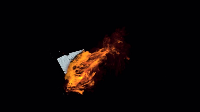 燃烧纸与黑暗的背景，3d渲染。视频素材