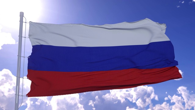 俄罗斯国旗在风中飘扬。4 k视频素材