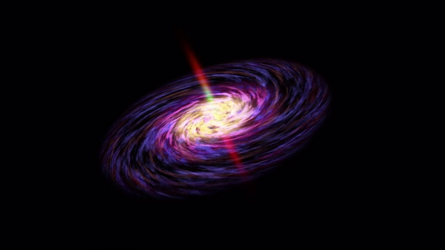 摘要无缝循环旋转的蓝紫螺旋星系在深空与光束的能量已释放黑洞的中心。4K 3D渲染循环。视频下载