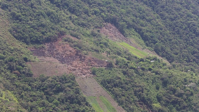 玻利维亚科伊罗卡附近的热带山地森林，由于农业用途而被砍伐。视频素材