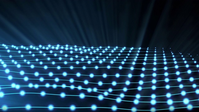三维未来的背景物联网霓虹灯充满活力的光抽象网络空间，网格线矩阵。未来高科技计算机科学技术互联网网络数字介绍介绍。视频素材