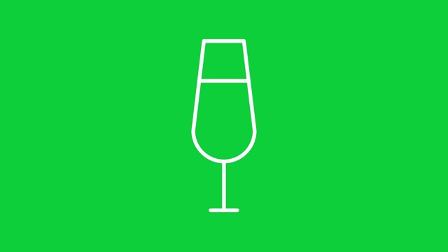 喝绿色屏幕，白色香槟杯视频下载