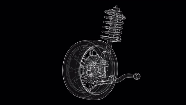 汽车悬架与车轮轮胎和减震器的动画视频素材