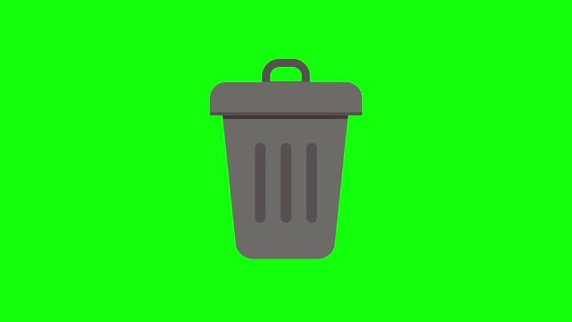 彩色垃圾桶图标平面垃圾回收绿色屏幕动画色度键视频下载