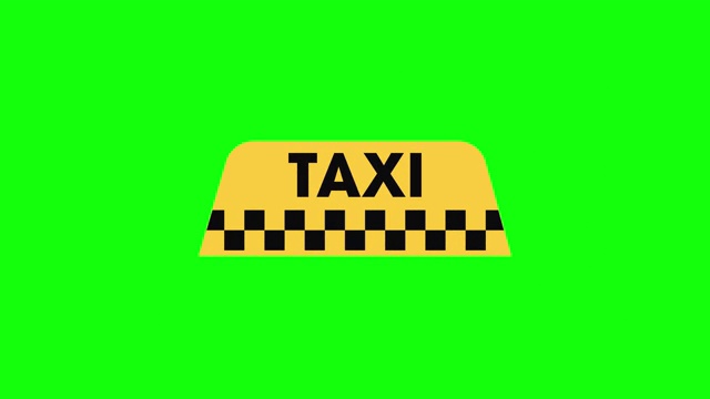 彩色出租车出租车图标标志平面招牌10动画绿色屏幕出租车计价器色度键视频下载