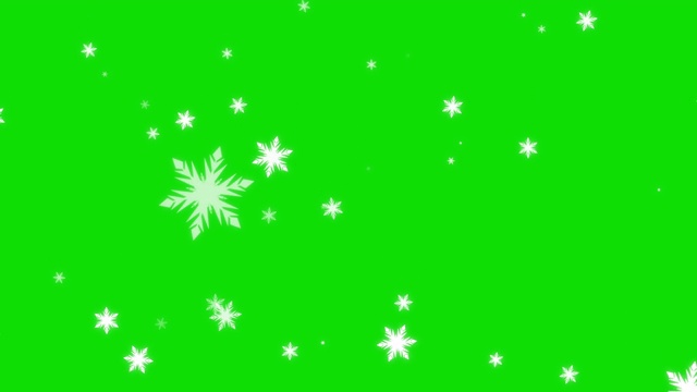 美丽的雪花绿色屏幕4K背景。孤立的卡通雪花飘落视频下载