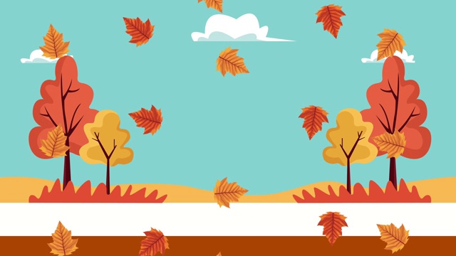 你好秋季动画与森林景观场景视频下载
