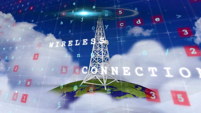 计算机网络概念文本映衬天空中的云朵视频下载