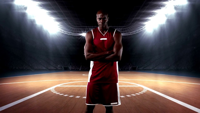 男篮球运动员对体育场的背景视频下载