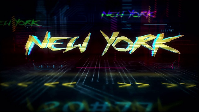 赛博朋克风格的介绍与纽约的主题视频素材