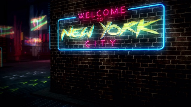 赛博朋克城市风格介绍与纽约市的主题视频素材
