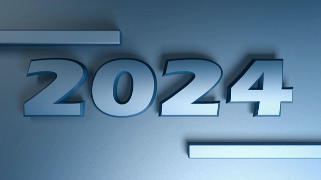 2024蓝色写孤立在蓝色背景- 3D渲染插图视频剪辑视频下载