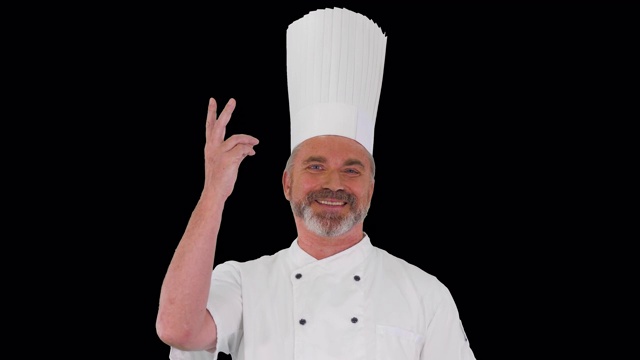 阿尔法频道，男厨师对着镜头做果酱手势视频下载