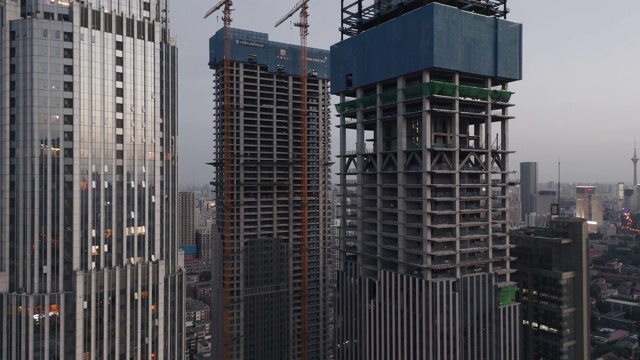 城市里的建筑工地视频素材