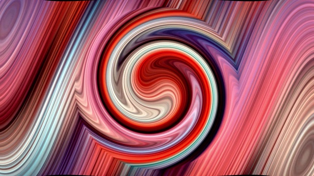 螺旋形状彩虹颜色无缝循环动画背景。4K动态动画无穷无尽的催眠运动曲线。迪斯科舞，电子音乐，科技和未来的背景。视频素材
