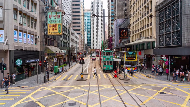 从移动的电车超速香港市区的城市景观视频素材