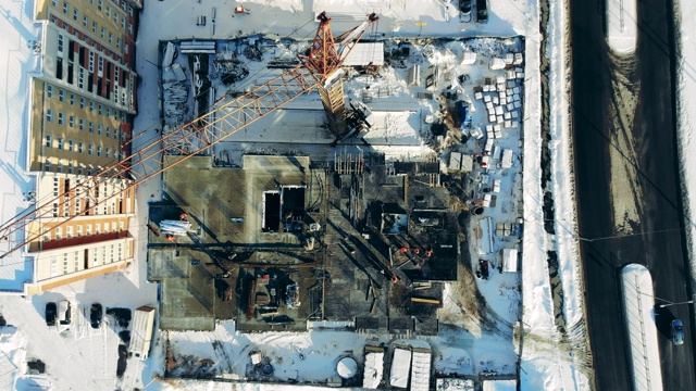 建筑工地的俯视图，上面有住宅视频素材