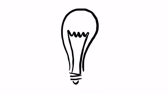 手绘动画箭头标志灯泡发明创意概念视频素材