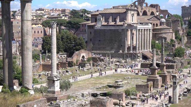 罗马，罗马广场，古罗马遗址，从国会山眺望。视频素材