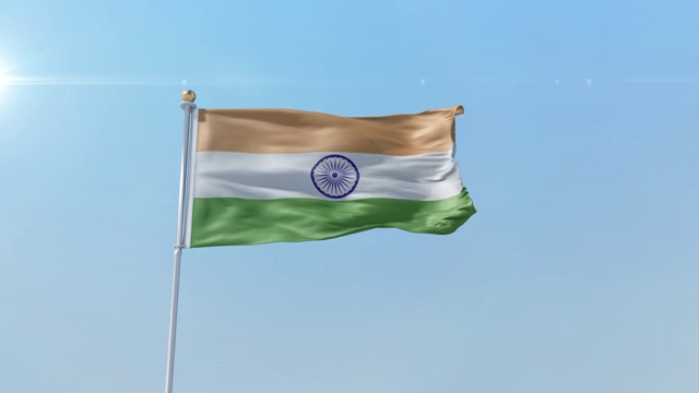 天空晴朗的印度国旗视频素材