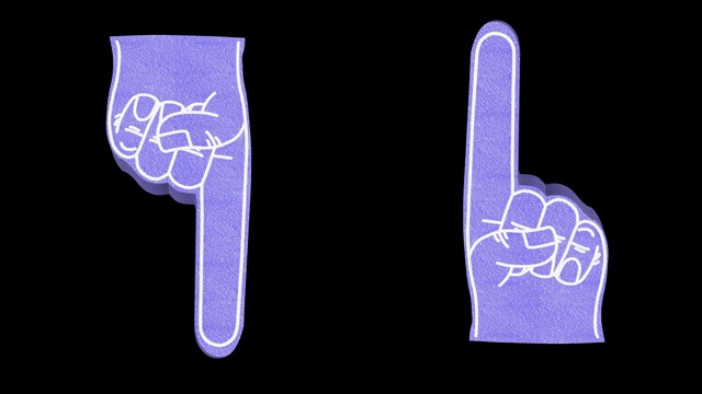 泡沫手指向向上和向下的3d渲染与阿尔法哑光，食指指向动画视频下载