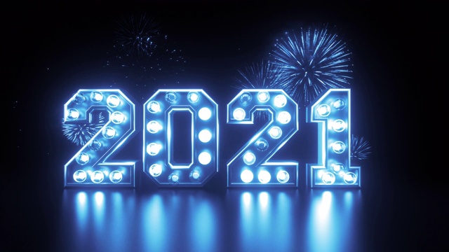 用蓝色的烟花祝你2021年新年快乐视频下载