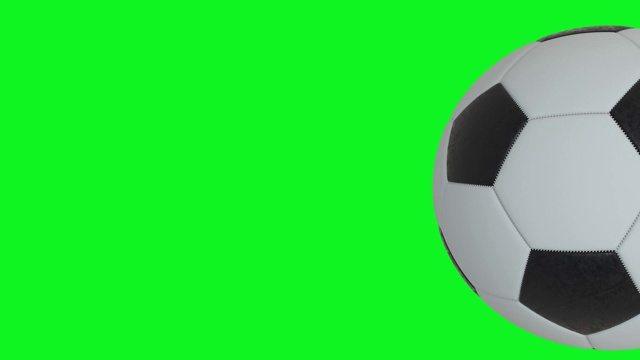 特写足球足球无缝循环360度。绿色屏幕，便于按键。非常适合你的足球营销活动视频素材