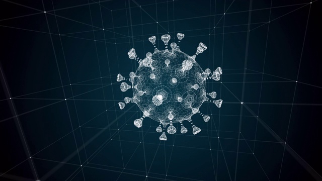 漂浮在空中的Covid-19病毒细胞3D渲染视频素材