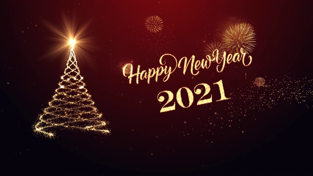 圣诞树，祝2021年新年快乐视频素材