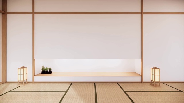 日本室内设计，现代客厅。3d渲染，3d渲染视频下载