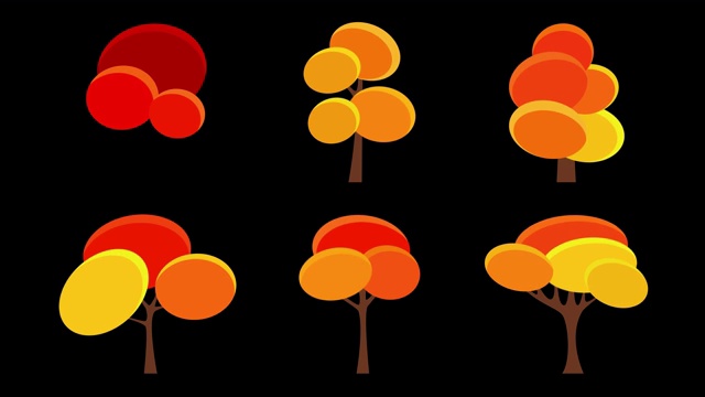 一套动画不同的秋季植物和树木动画。视频下载