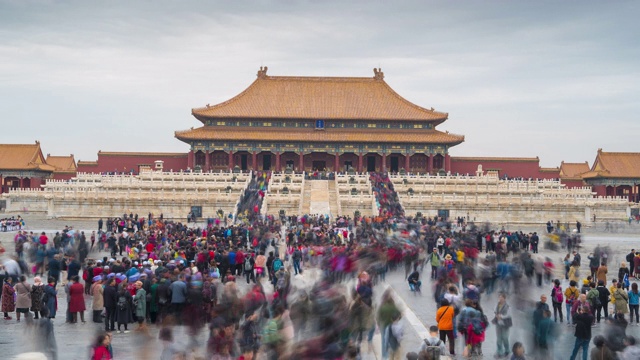 时间流逝4 k。紫禁城(又称故宫)位于中国北京。视频素材